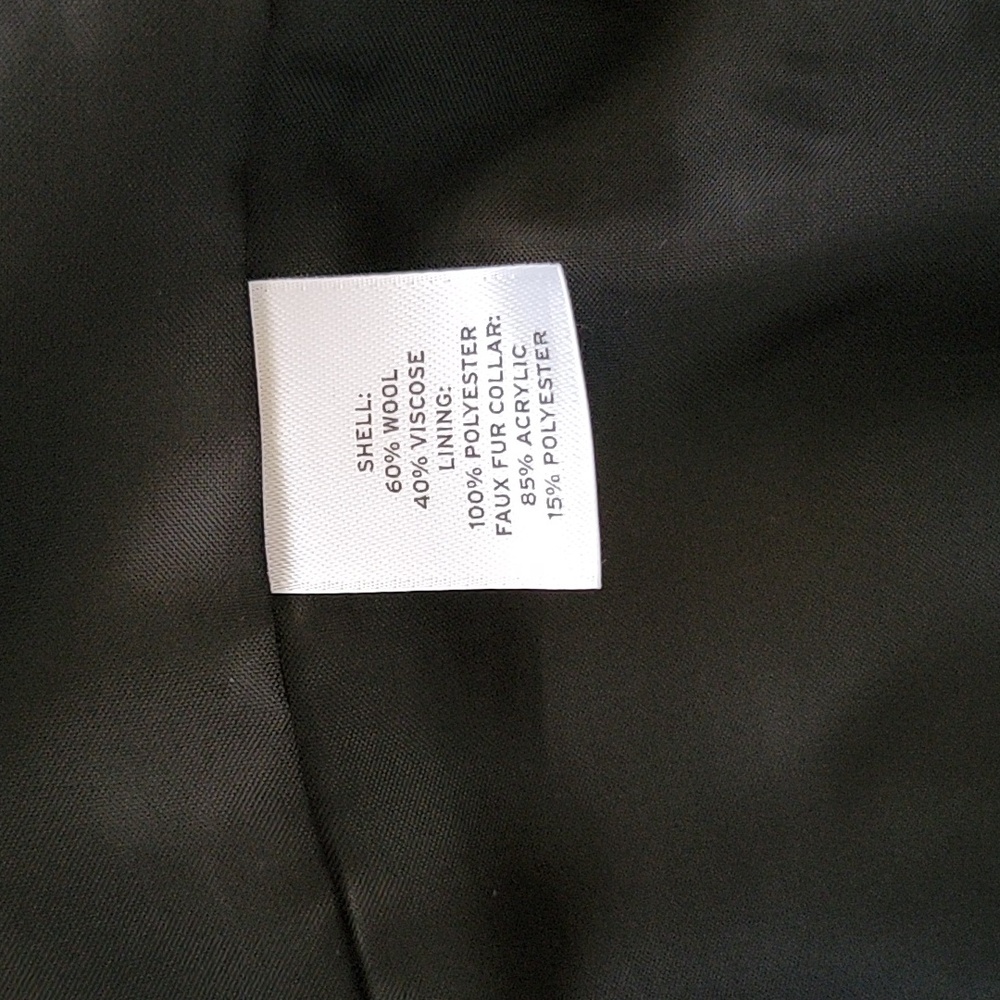 Halogen Wool Blend Faux Fur Black Gray Plaid Toggle Jacket size S - Picture 8 of 13